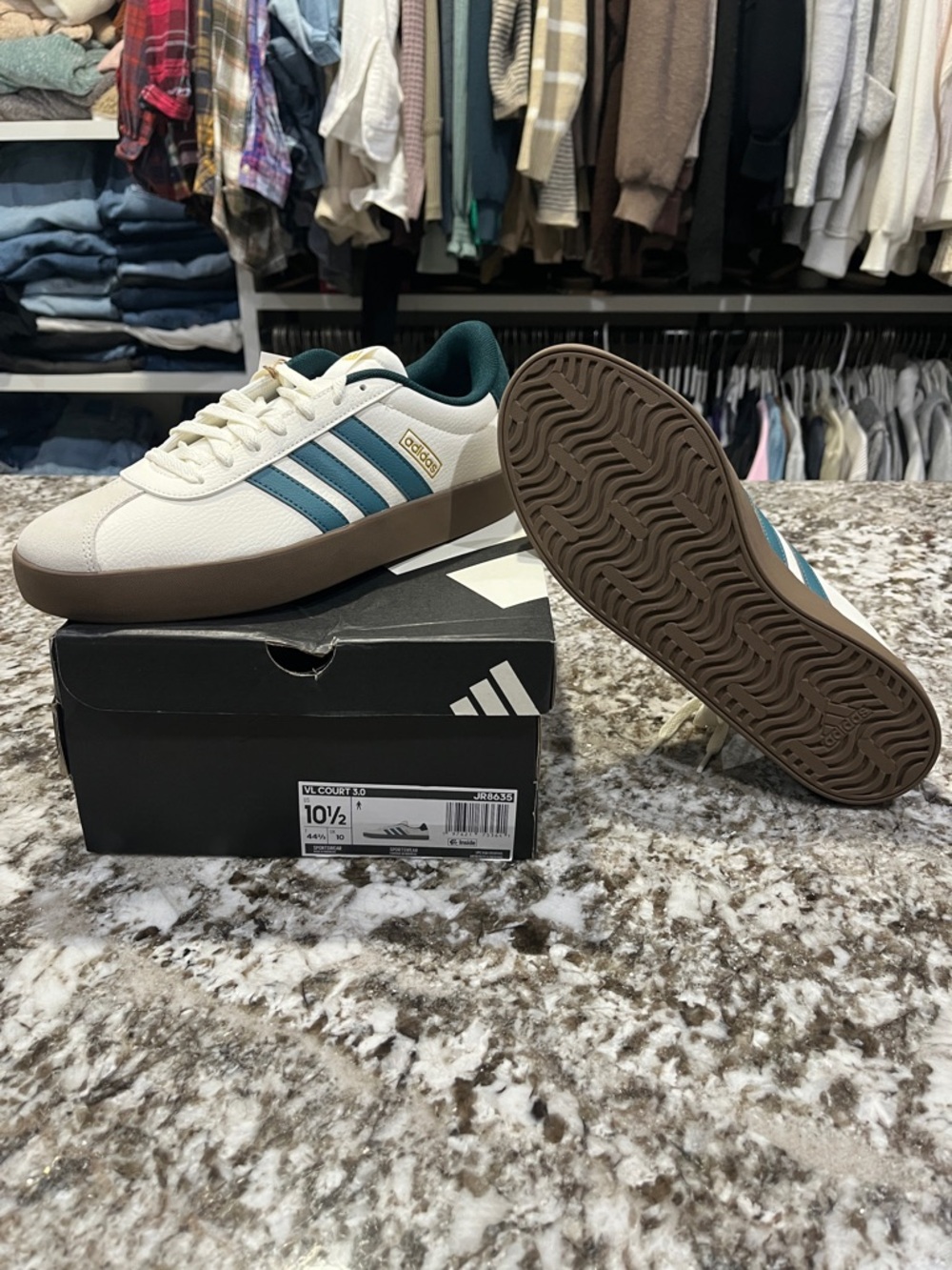 adidas VL Court 3.0 Cream & Teal Low-Top Platform Sneakers M 10.5 / W 11.5 - Picture 9 of 9